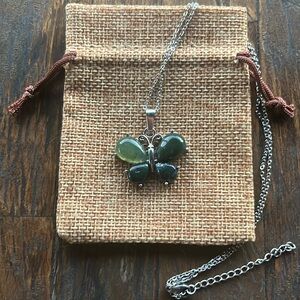 Indian Agate Butterfly Necklace Butterfly Crystal Necklace